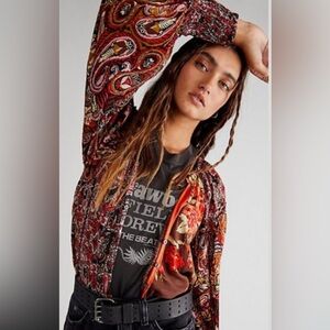 NWT Free People Gemini Paisley Floral Blouse Size Medium